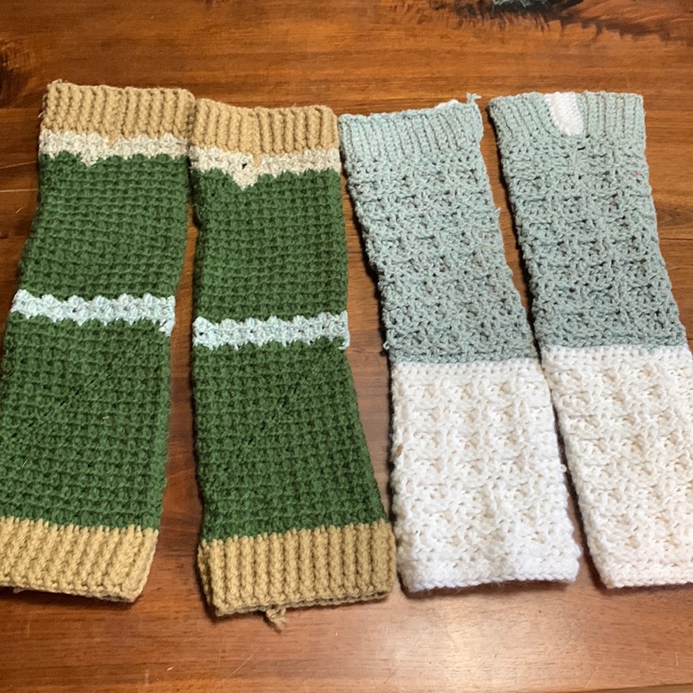 2 pair of crocheted arm or leg warmers